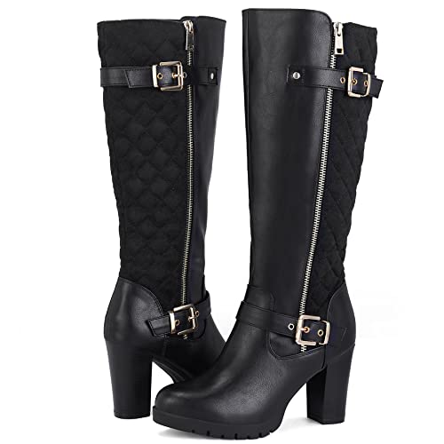 Mysoft Women's Knee High Boots Fashion Chunky Block Heel Warm Winter Boots With Side Zippers #TOP7