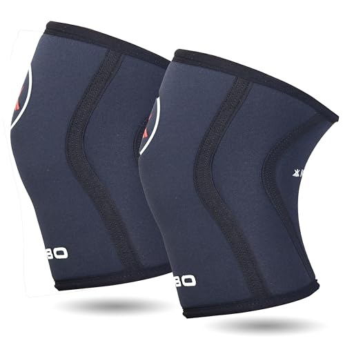 Image of Kobo 7 mm Knee Cap Compression Support Knee Sleeves for Powerlifting Gym Squats Running Cycling Sports Jogging Workout Pain Relief (Material: Neoprene & Spandex)