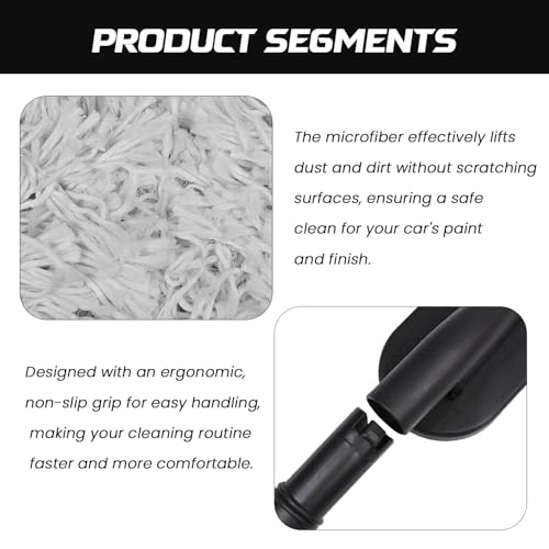 Image of AllExtreme Car Duster with Extendable Long Reach Handle & Refill Pad Microfiber Exterior Cleaning Tool Scratch Free Brush for Wet & Dry (Car Duster)