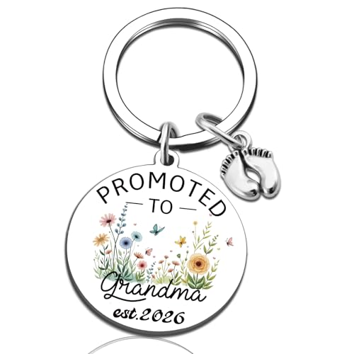 New Grandma Gifts First Time Grandmother Gifts Promoted To Grandma Keychain Mothers Day Gift 2026 Pregnancy Announcement for Grandparents Key Chain Birthday Christmas Gift