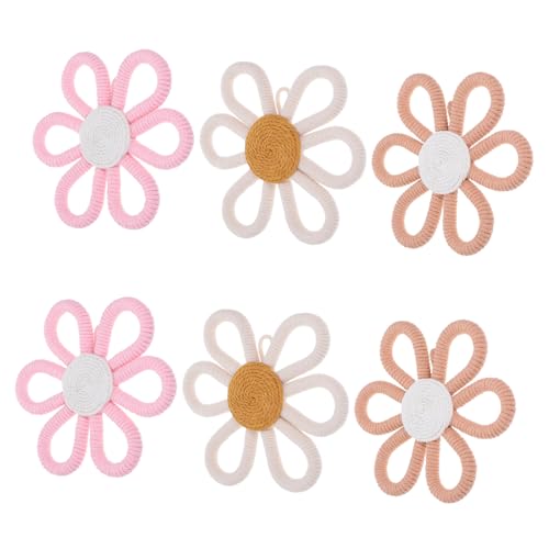 Décor floral boho : lot de 6 fleurs tissées suspendre pour nurserie - 2