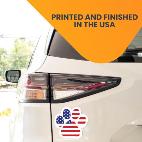 Image of American Flag Car Magnet 5 Inch 2 Pack, Red White & Blue, Pawprint | Heavy duty magnetic decal for car, truck, SUV, mailbox or any magnetic surface, patriotic gift