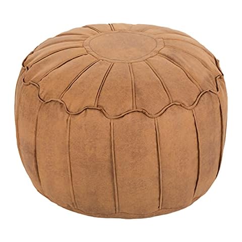 Loft 25 Bean Bag Footstool Pouffe | Super-Soft Faux-Leather Fabric | Decorative and Comfortable Foot Rest | Footstools for Living Room | Moroccan-Style Foot Stool (Arizona Mustard) Cover