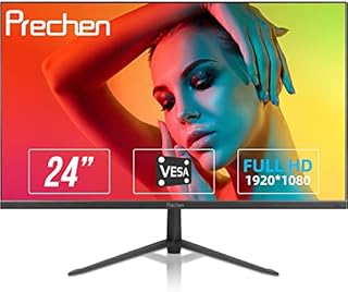 24 Inch Gaming Monitor, Prechen 3-Sided Frameless Monitor Computer Monitor 1920x1080 Display with HDMI & VGA Interface, 75Hz, 3000:1, VA, 4ms, VESA Mountable, Low-Blue Light PC Monitor for Office Work