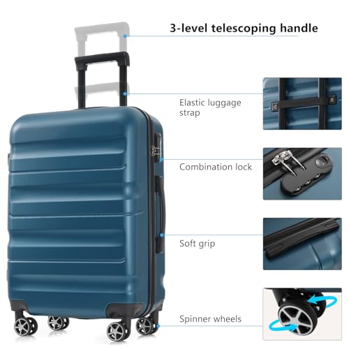 Image of 13 Piece Luggage Sets, Lightweight Suitcases with Dual Spinner Wheels, Carry-On & Check-In Sizes for Travel and Business (Inky blue)