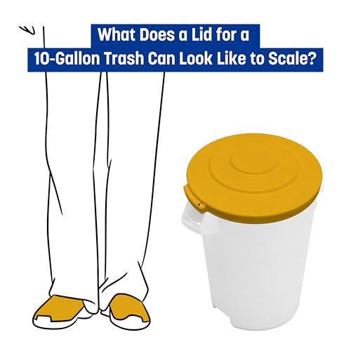 Image of SPARTA Bronco Lid for 10 Gal. Bronco Trash Can, Food-Safe, NSF and HACCP-Compliant, Lid for Commercial Use (Container Sold Separately - Fits Bronco Only), Polyethylene, 10 Gallon, Yellow (Pack of 6)