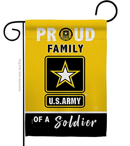 Breeze Decor Proud Family Soldier Garden Flag Armed Forces United State American Military Veteran Retire Official House Decoration Banner Small Yard Gift Double-Sided Made in USA Yellow/Black