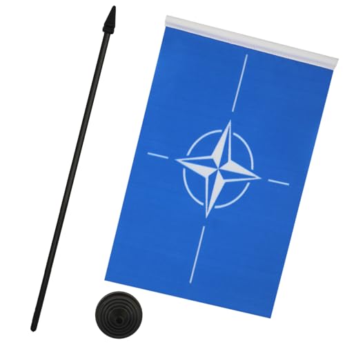 AZ FLAG - Tischflagge NATO - 21x14 cm - Otan Tischfahne 14 x 21 cm - Flaggen