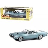 1970 Challenger Western Sport Special Light Blue Metallic with White Vinyl Top and White Interior 1/18 Diecast Model Car by Greenlight 13644