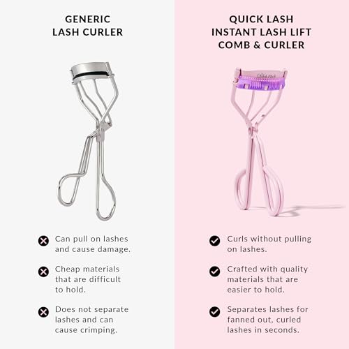 THE QUICK FLICK Eyelash Curler, Stainless Steel Eyelash Curlers with Comb, Safe & Gentle on All Eye Shapes, Pink Eyelash Curler for Separated & Curled Lashes, Travel-Friendly Eyelashes Curler - Image 3