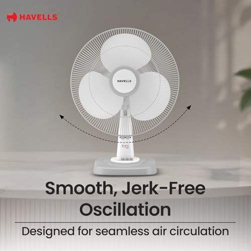 Image of Havells 400 mm SWING NEO Table Fan (WHITE GREY)
