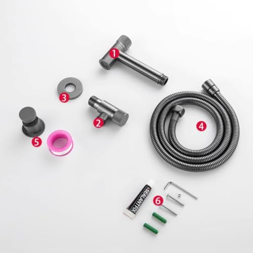 Ducha higiénica para WC de latón resistente con modo dual en gris pistola 6