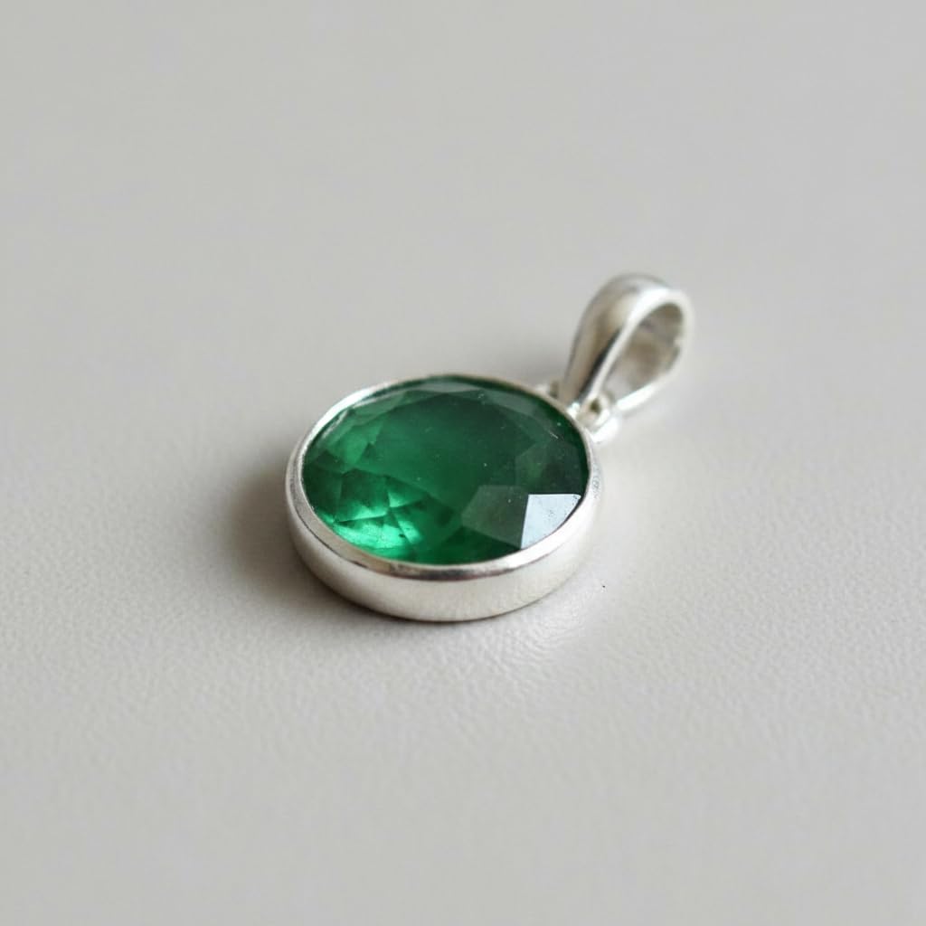 Smaragd Anhänger 6 Karat natürlicher ovaler Edelstein 925 Sterling Silber