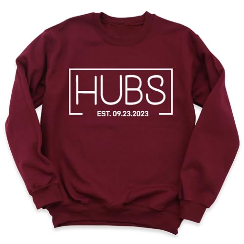 Custom Wife Hubs Sweatshirt, Couples Mr Mrs Sweatshirts, Hubby Wifey Honeymoon Shirts, Personalized Wedding Sweatshirt, Honeymoon Hoodie, Engagement Gift Sweatshirt, Fiancee Gift Tee3