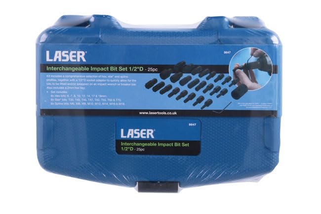 Laser Interchangeable Impact bit Set 1/2" D 25pc