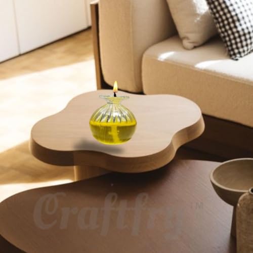 Image of Glass Fancy Udupi Nanda Table Diya | Akhand Glass Diya | Chambu Diya for Puja Room, Temple Home Office Festive Decor (Pack of 2)