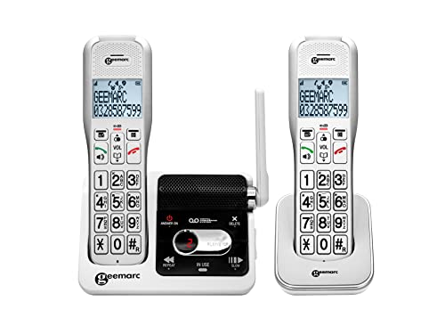 Geemarc Amplidect 595 U.L.E Duo - Seniorentelefone mit verstärkter Empfangslautstärke, Anrufbeantworter, SOS-Funktion, integriertem Gegensprechsystem - Mittlerer bis Schwerer Hörverlust - Version DE