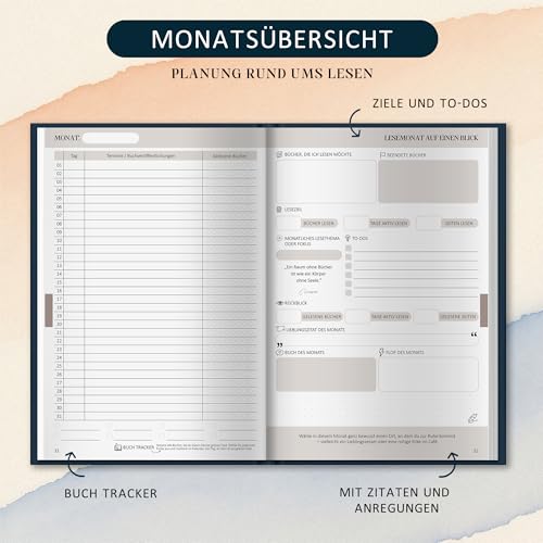 BIROYAL Book Journal: Reading Journal mit Platz für 52 Bücher – 224 Seiten Lesetagebuch A5 zum Notieren Nachdenken und Freude am Lesen – Bookish stuff, Bücher zubehör, Buch Gadgets, Lese Gadgets