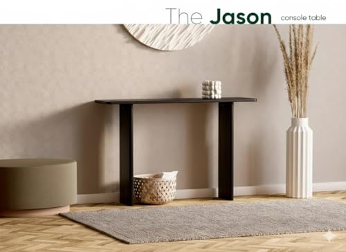 Image of Furniture Modern Solid Wood Console Table with Rounded Edges, Natural Finish, Minimalist Scandinavian Style Entryway Furniture Set for (Style 3, Walnut, 115x30x70)