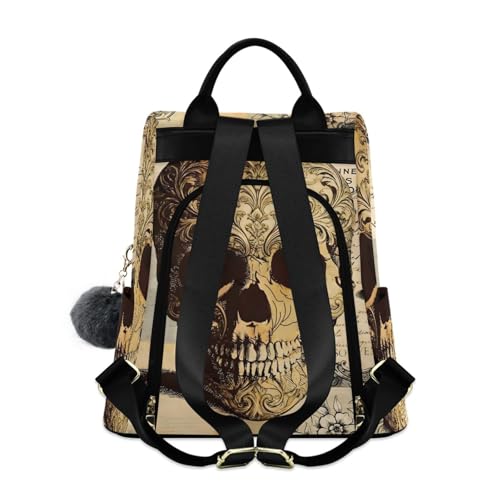 Image of ALAZA Skull Floral Tatto Halloween Backpack Purse for Women Anti Theft Fashion Back Pack Shoulder Bag