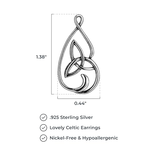 MORGAN & PAIGE .925 Sterling Silver Oxidized Celtic Knot Dangle Earrings for Women - Irish Intricate Leverback or French Wire Hook Hypoallergenic Sterling Silver Earrings, Jewelry for Her3