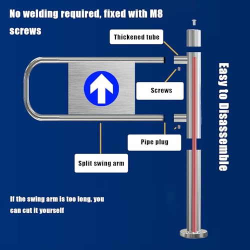 Puerta de Seguridad batiente metálica Universal para supermercados y bibliotecas - Barrera de Seguridad Industrial unidireccional (50 x 97 cm) - Control de Acceso a almacenes Duradero y fiab