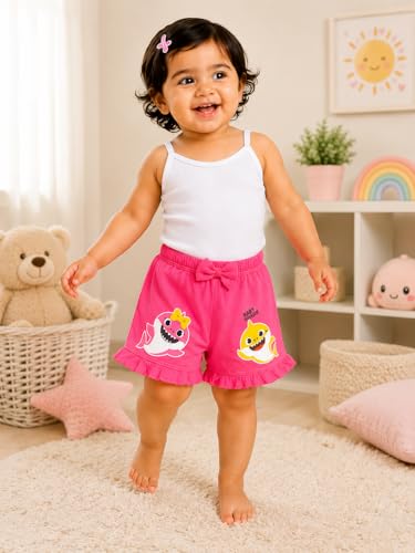 Image of BODYCARE KIDS Infant Baby Girls Cotton Antiviral Printed Shorts | Soft Breathable Elastic Waist Casual for Toddlers & Infants | Comfortable Summer Baby Bottoms for Girls