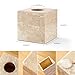 N NANSHOP Natural Travertine Marble Tissue Box Holder Cover, Square Cube Tissue Box Holder with Open Bottom for Bathroom Vanity Tops, Bedroom Dressers, Kitchen Countertop, Travertine Beige(NS022)