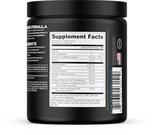 Image of Bucked Up Pre Workout 6 Grams Citrulline, 2 Grams Beta Alanine, and 3 Other Registered trademarked Ingredients (Blue Raz)