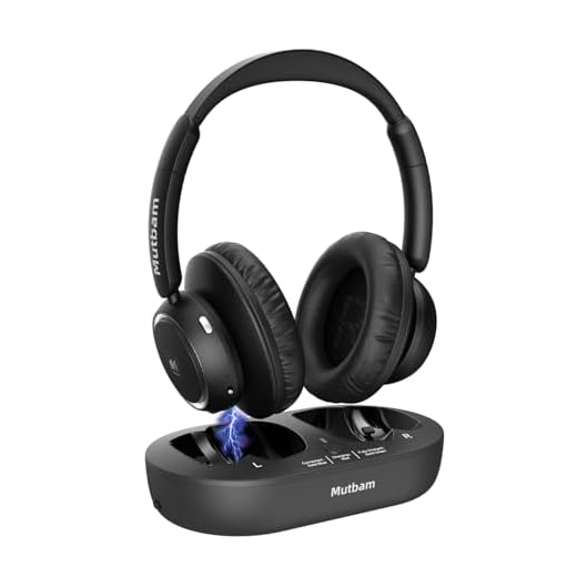 Mutbam Wireless Headphones for TV & Seniors - Bluetooth 5.2, 65hrs Battery, Effortless Charging & Tidy Storage with Included Charging Base, No Delay, for Elderly/Parents