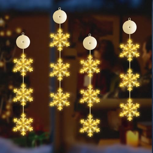 HUIKUANGEU Weihnachtsbeleuchtung,4 Stück Weihnachtsdeko Fenster,LED...
