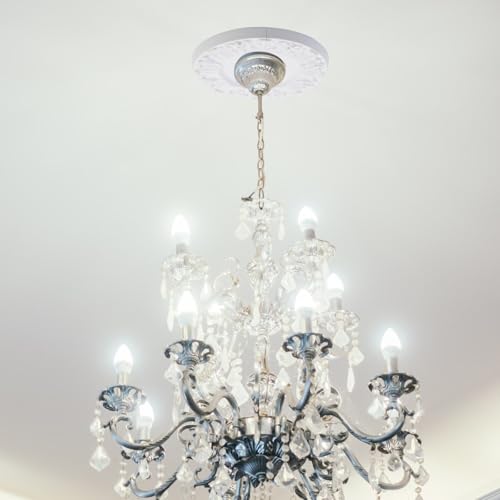 Image of 2PCS White 10.12 inch PU Ceiling Medallion Ring Light Fixtures Ceiling Medallion Ceiling Fan Light Covers for Light Fixtures and Ceiling Fans
