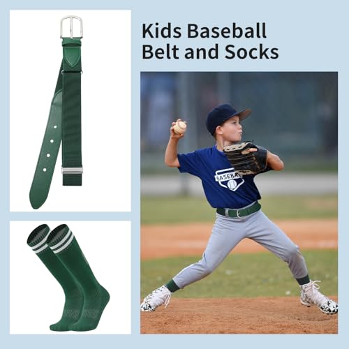 AWAYTR Youth Baseball Socks and Belt - Kids Softball Belts and Socks Combo for Youth Boys Girls2