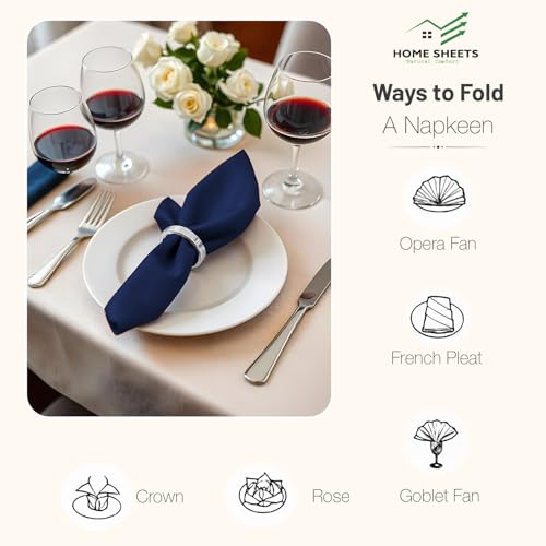 Image of 100% Cotton Dinner Napkins 12x12 Inch, Soft & Durable, Reusable Cloth Napkins for Dining, Events, and Everyday Use (Navy Blue, Set of 25 (12x12))
