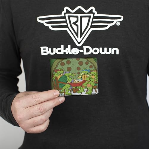 Nickelodeon Men's Buckle-Down PU Bifold Wallet, Ninja Turtles, 4.0" x 3.5"3
