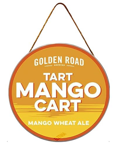 Round Wooden Signs/Golden Road Tart Mango Cart Sign Kitchen Cafe Pub Decor, Wall Plaque Art, Rustic Wood Decor Gift Diameter 12''