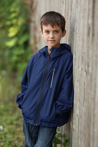 Image of Rolanko Girls Rain Jacket Lightweight Waterproof Hooded Kids Raincoat 6-16 | Kids Windbreaker, Water-Repellent, Sealed Zip Pockets, Reflective Strips, Extended Hood, Outdoor, School Daily, Travel