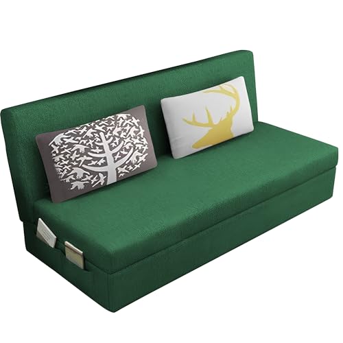 Image of Divano 3 Seater Sofa Cum Bed for Living Room (Green) Premium Fabric Sofa