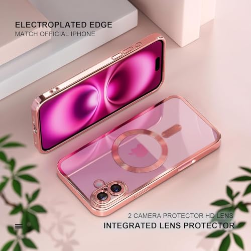 Image of mobistyle Designed for iPhone 16 Plus | Luxury Electroplating Mag-Safe Case | Camera Lens Protection Back Cover Case for iPhone 16 Plus (Meg-Safe Pink)