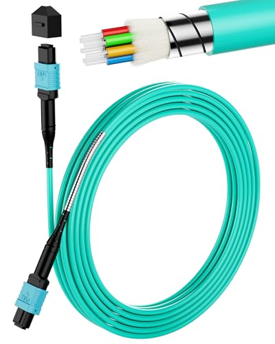 Image of MPO to MPO OM3 Armored Fiber Optic Cable 8-Core 40 /100G 20m (66ft) LSZH Jacket, Multimode 50 /125μm, UPC Polished, Female-Female, for Server Rooms & SANs