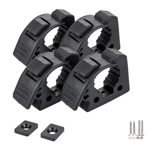 SINOKING Rubber Clamp Shovel Mount Tool Clamp for 1-1/8 to 1-1/2 Diameter Objects Heavy Duty Black Rubber 4 Pack with Mounting Hardware for Garage Offroad Trucks ATVs Boats