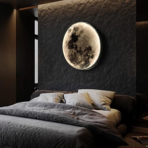 Lampada da parete a LED a forma di luna, lampada per bambini dimmerabile con telecomando, design rotondo 3D per camera da letto e soggiorno, lampada decorativa da interno per soffitto, 24W, 50cm