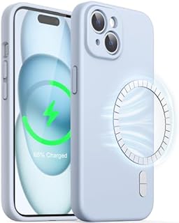 JETech Magnetyczna Silikonowy Etui dla iPhone 15 6,1 Cala, Kompatybilny z MagSafe, Case ze Obiektyw Aparatu Pełny Ochrona (Czarny)