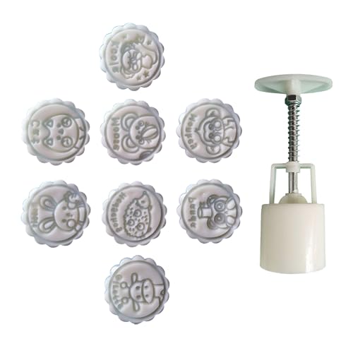 Innovadores moldes de sellos de animales, prácticos moldes de luna para tartas con 8 sellos de animales para actividades de horneado de niños