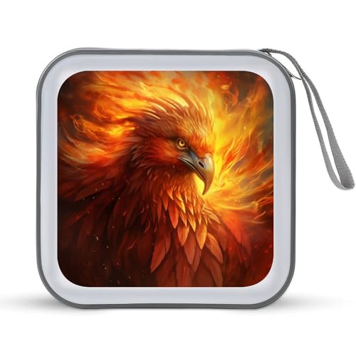 DuduYH Gorgeous Fiery Phoenix CD Case DVD Storage Case Portable