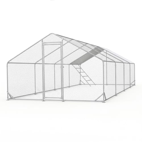 Image of CHIKENCOOP 26x9.8x6.5 ft Metal Chicken Coop, Chicken Run with Cover