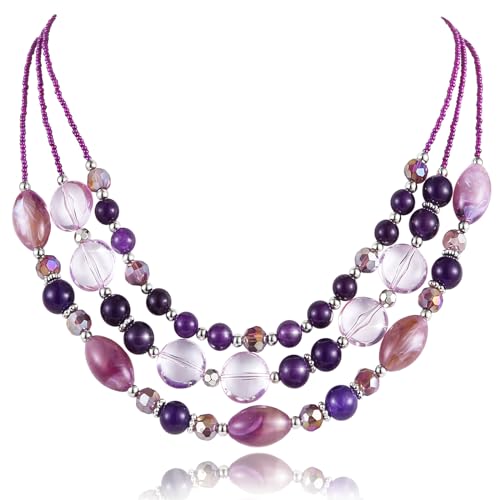 Collier perles épaisses superposées femme : plastron tendance chic