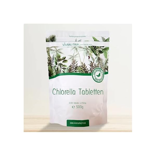 VivaNutria Chlorella Presslinge 500g | aus kontrolliertem Anbau I 2000 Chlorella Tabletten ohne Zusätze - rein…