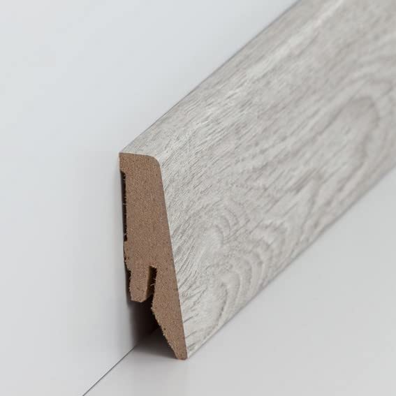 PROVISTON listwa przypodłogowa z płyty MDF, 18 x 58 x 2500 mm, rdzeń MDF foliowany dąb do klejenia, klipsów, wkręcania i gwoździ, listwa przypodłogowa firmy PROVISTON 62,5 m | 25 sztuk