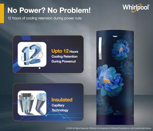 Image of Whirlpool 207 L 5 Star Icemagic Pro Inverter Direct-Cool Single Door Refrigerator (230 IMPRO ROY 5S INV SAPPHIRE PEONY-Y, Blue, 2026 Model)